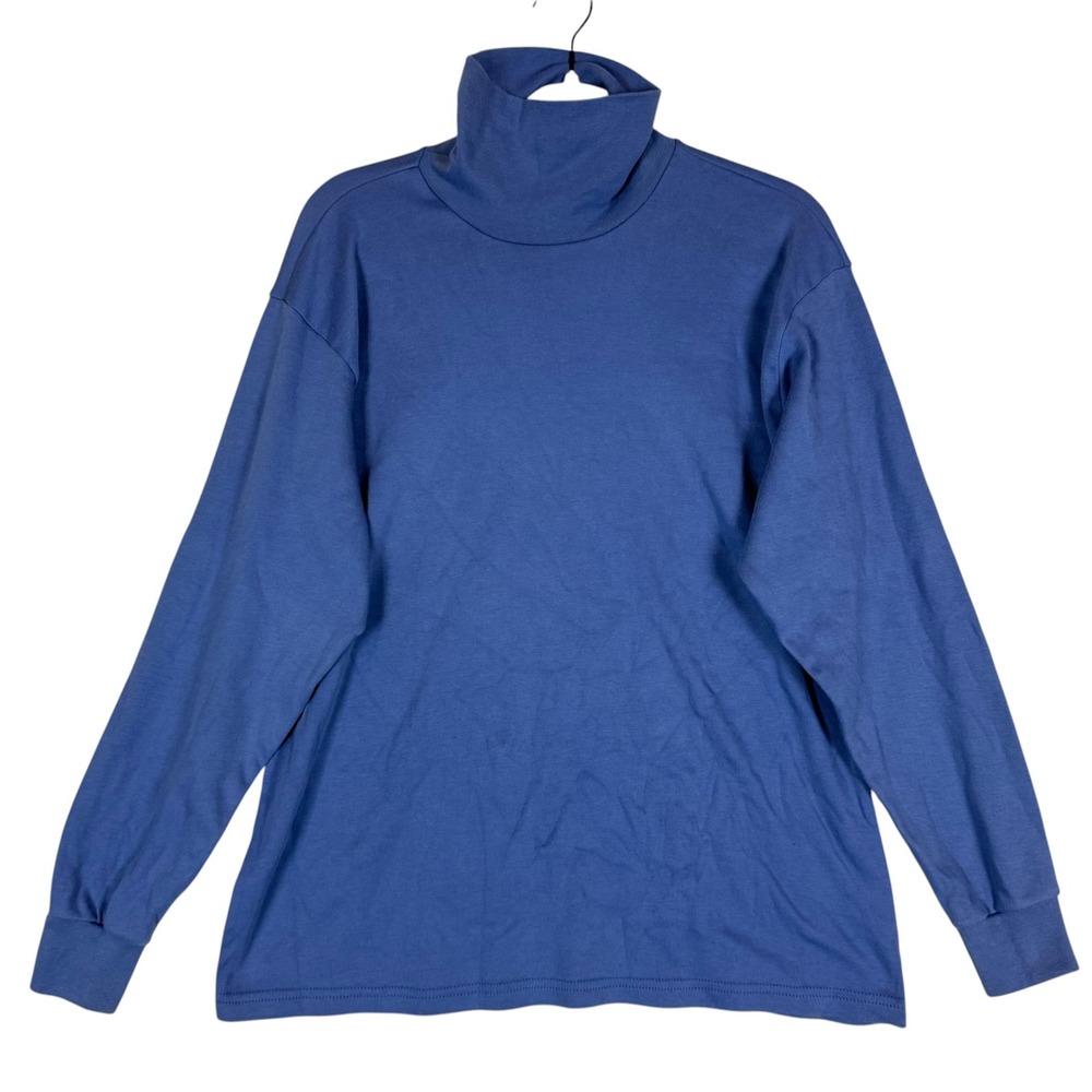 Bobbie Brooks Shirt Womens XL Blue Turtleneck Long Sleeve Stretch Casual Top